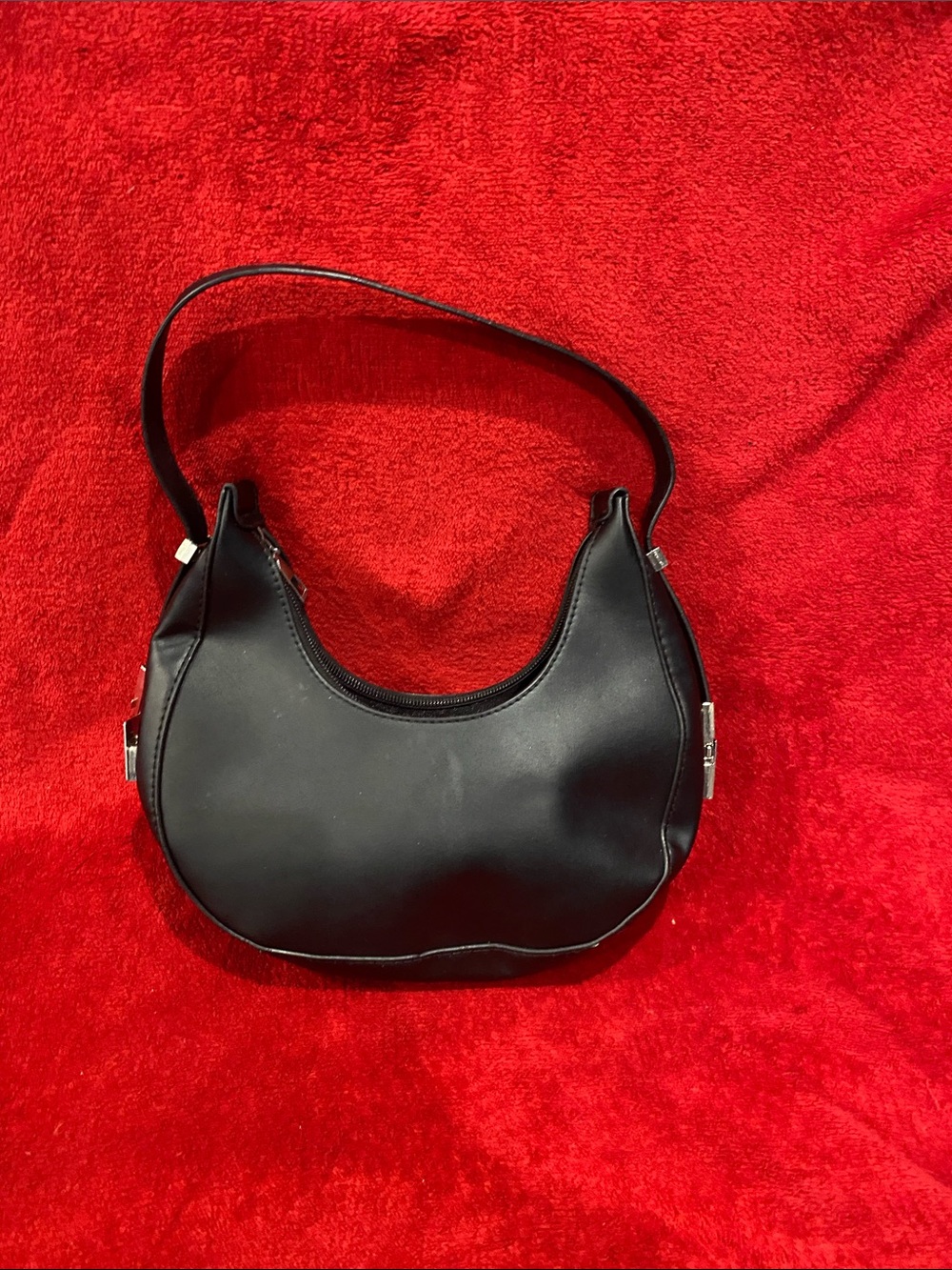Black Crescent Shoulder Bag - Classic Women's Handbag